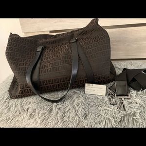 ❌sold❌Vintage Fendi Canvas Fabric Zucca Travel Bag